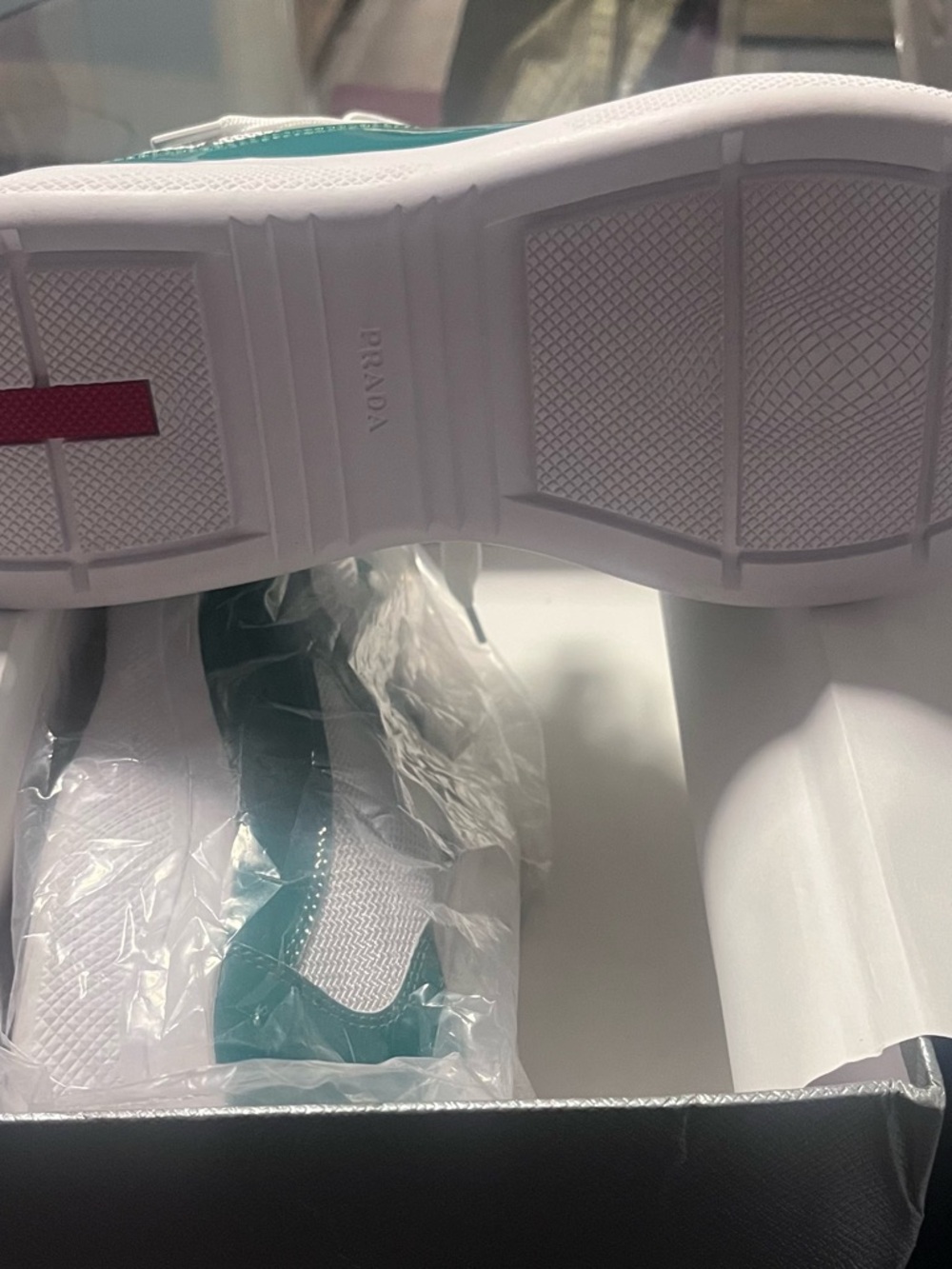 Prada Green and White Men's Sneakers - Picture 3 of 4